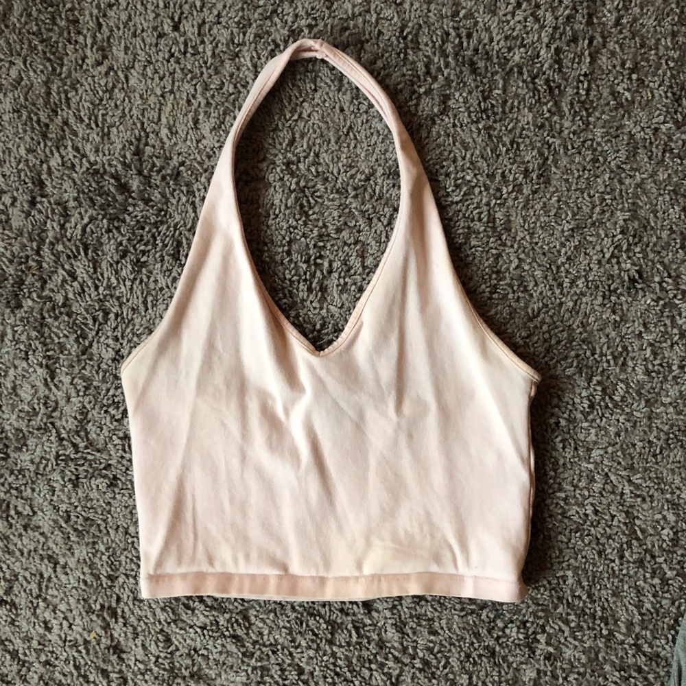 Light pink halter crop top